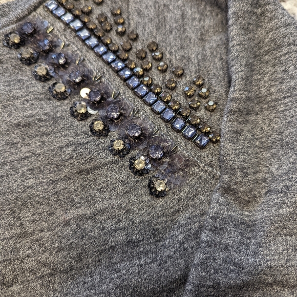 J. Crew Gray Beaded Sweatshirt Sz XS - Picture 4 of 6